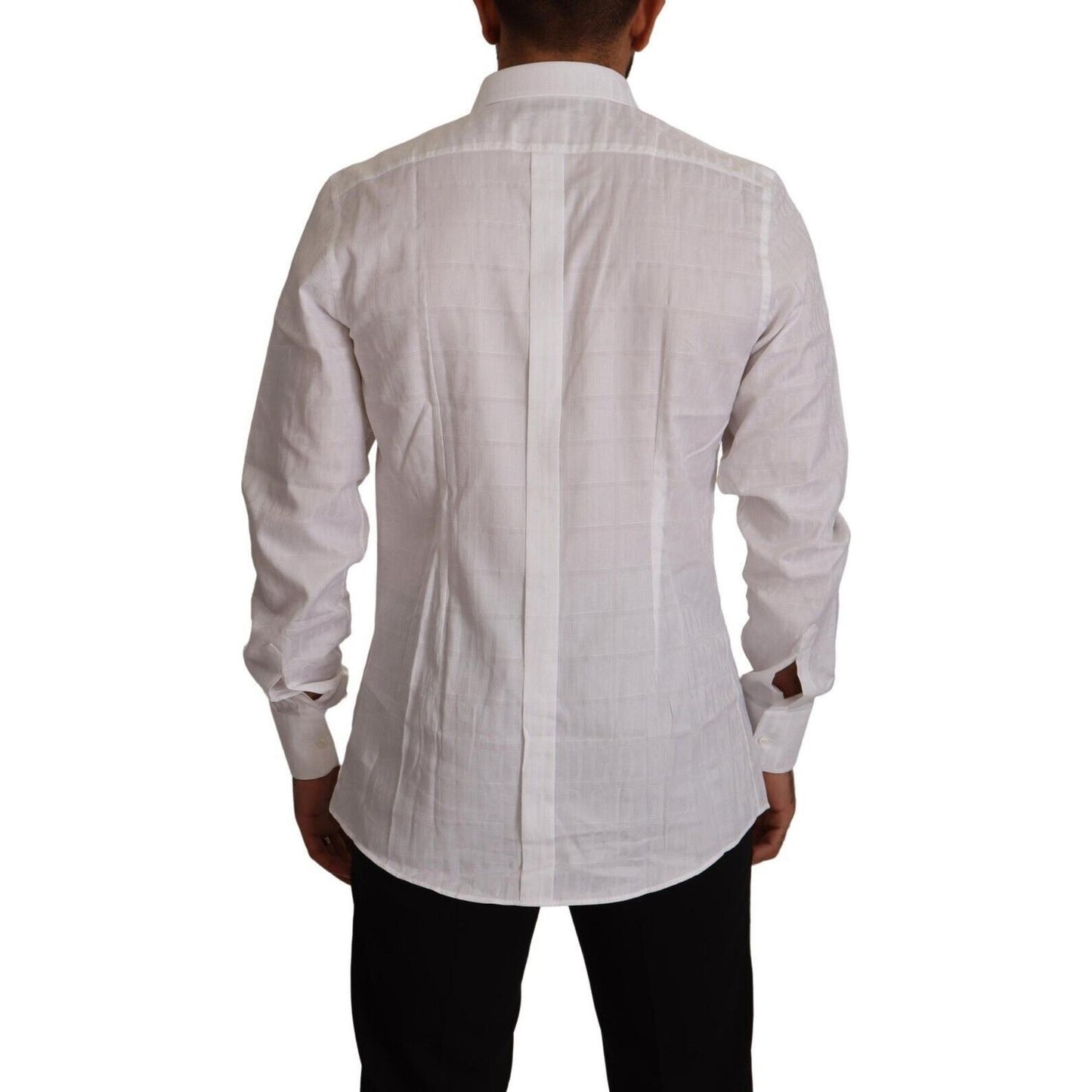 Elegant White Cotton Dress Shirt - Slim Fit