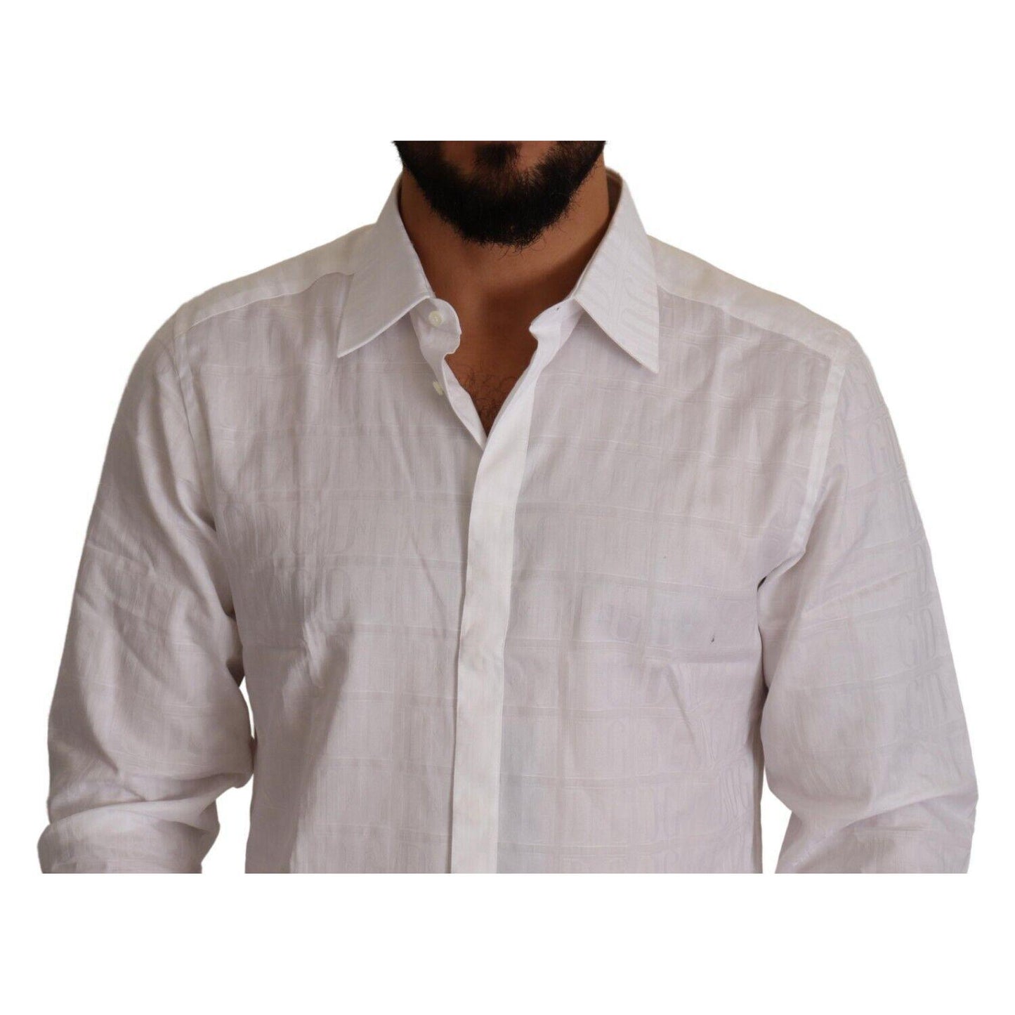 Elegant White Cotton Dress Shirt - Slim Fit