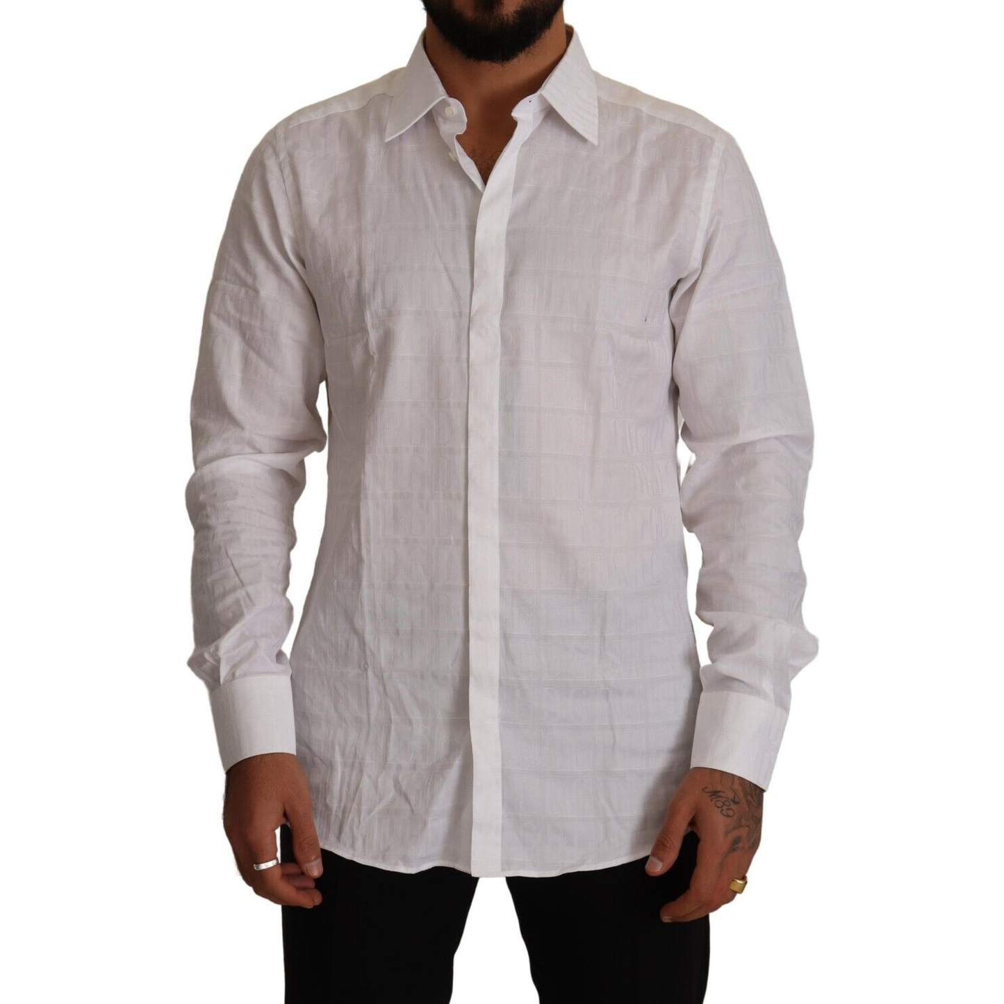 Elegant White Cotton Dress Shirt - Slim Fit