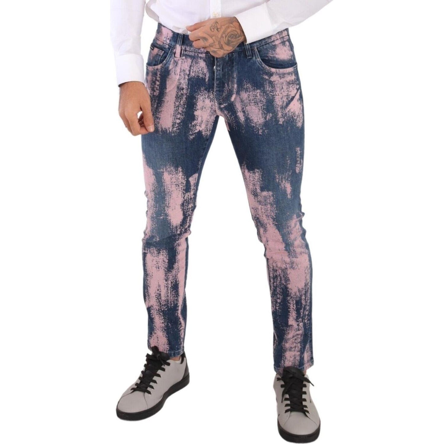 Elegant Skinny Slim Fit Denim Jeans in Tie Dye