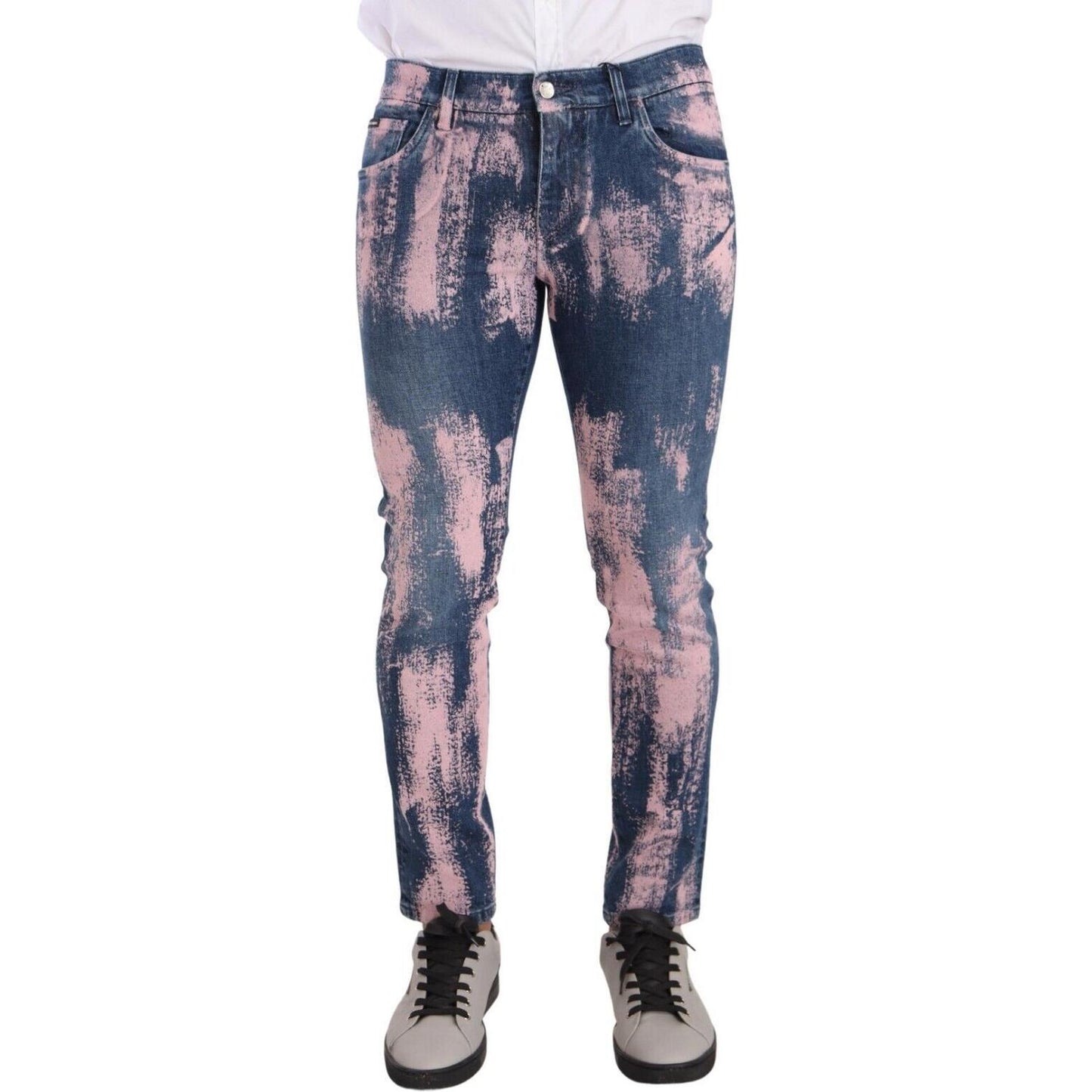 Elegant Skinny Slim Fit Denim Jeans in Tie Dye