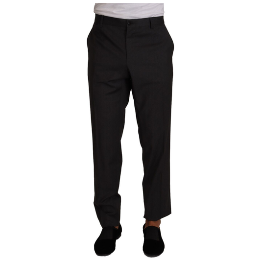 Elegant Grey Wool Dress Trousers