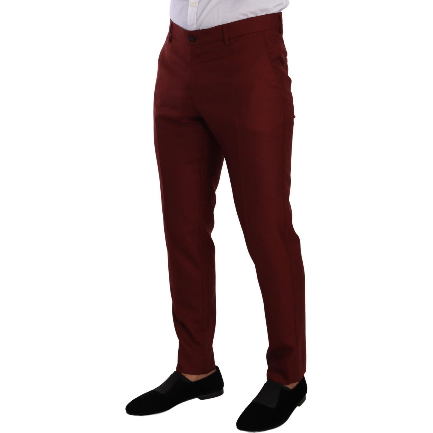 Elegant Cashmere-Silk Red Dress Pants