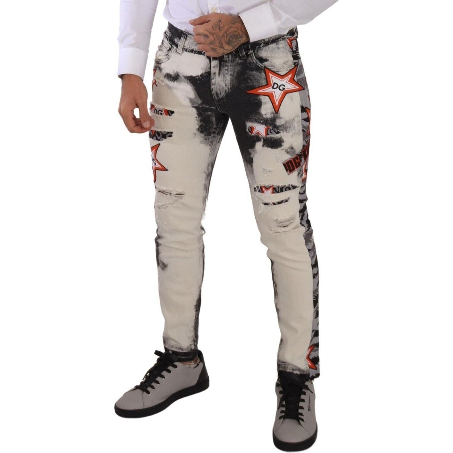 Chic Slim Fit Star Motif Denim Jeans