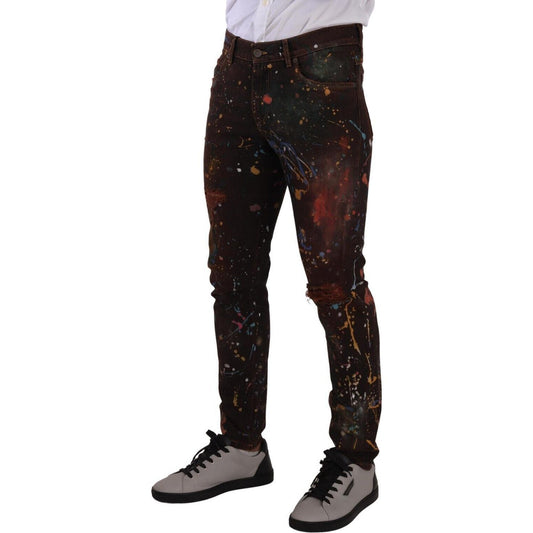 Multicolor Painted Skinny Denim Jeans