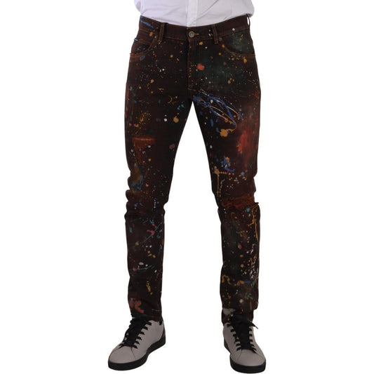 Multicolor Painted Skinny Denim Jeans