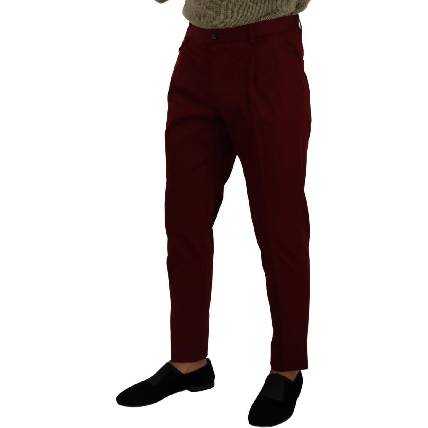 Elegant Dark Red Dress Chinos for Men