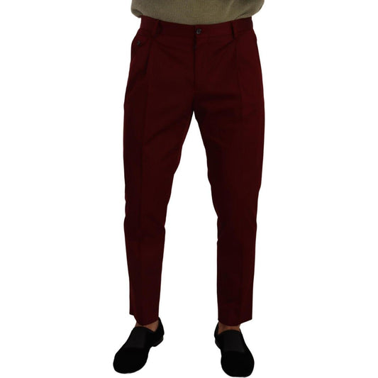 Elegant Dark Red Dress Chinos for Men