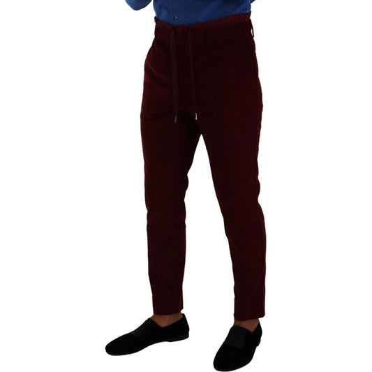 Elegant Bordeaux Velvet Dress Trousers