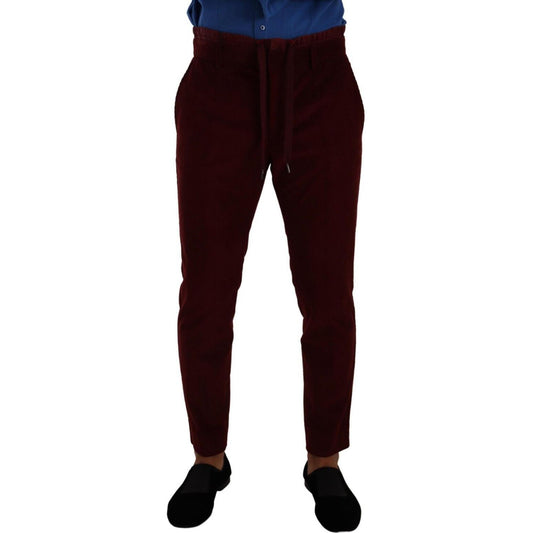 Elegant Bordeaux Velvet Dress Trousers