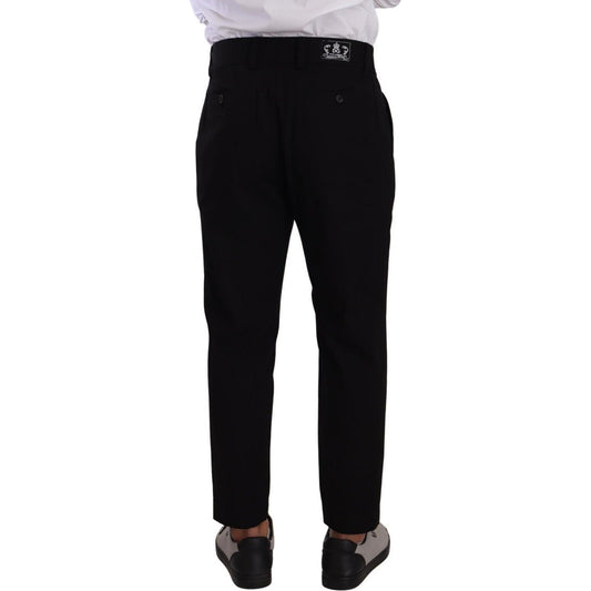 Elegant Tapered Black Cotton Chinos