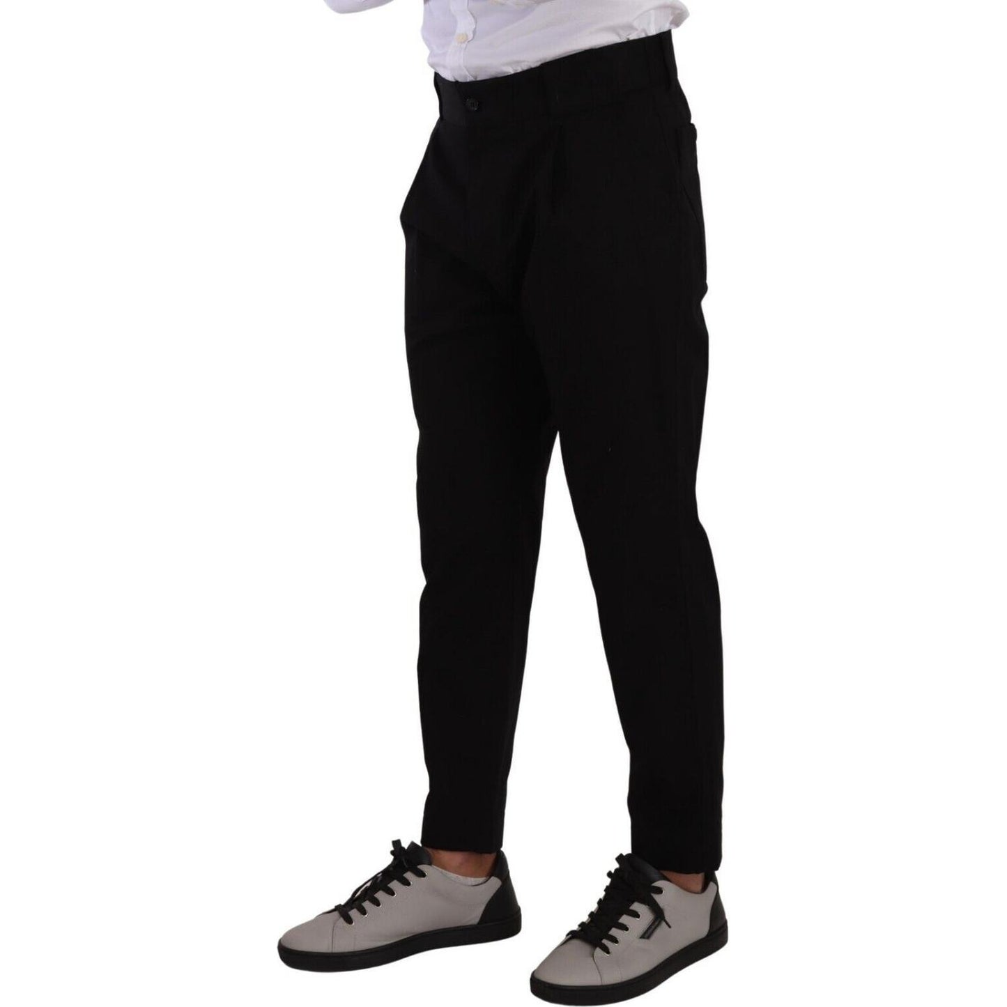 Elegant Tapered Black Cotton Chinos