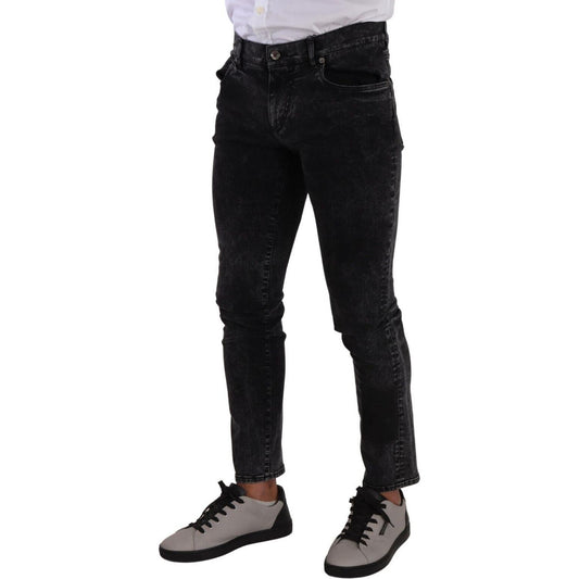 Sleek Slim-Fit Designer Jeans in Black Gray