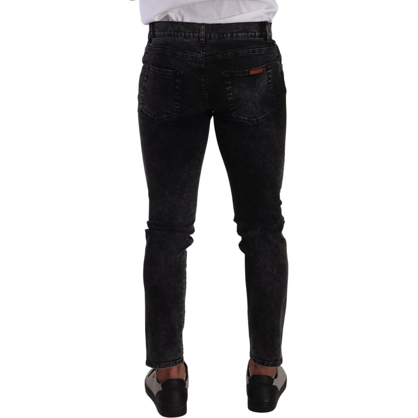 Sleek Slim-Fit Designer Jeans in Black Gray