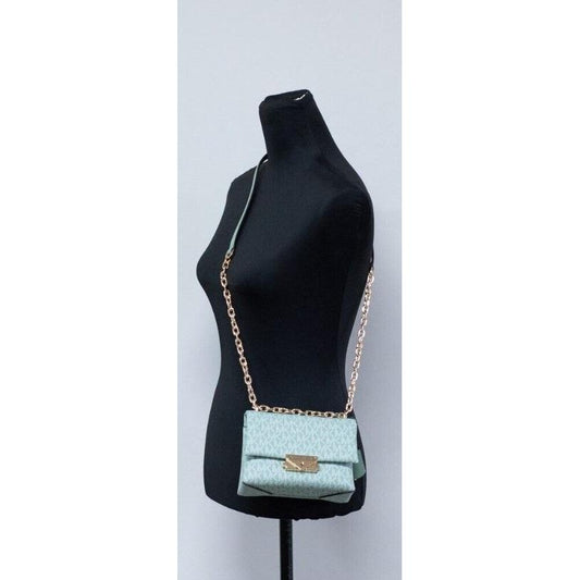 Cece Small Sea Green Signature PVC Convertible Flap Crossbody Bag