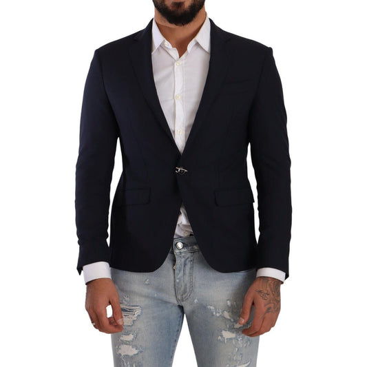 Elegant Slim Fit Dark Blue Blazer