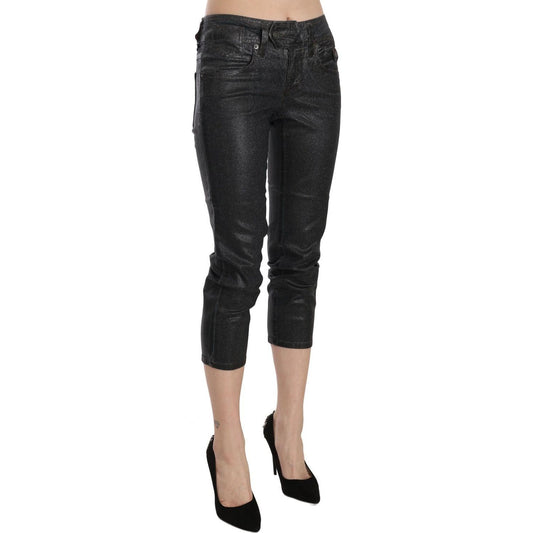 Chic Black Mid Waist Cropped Jeans