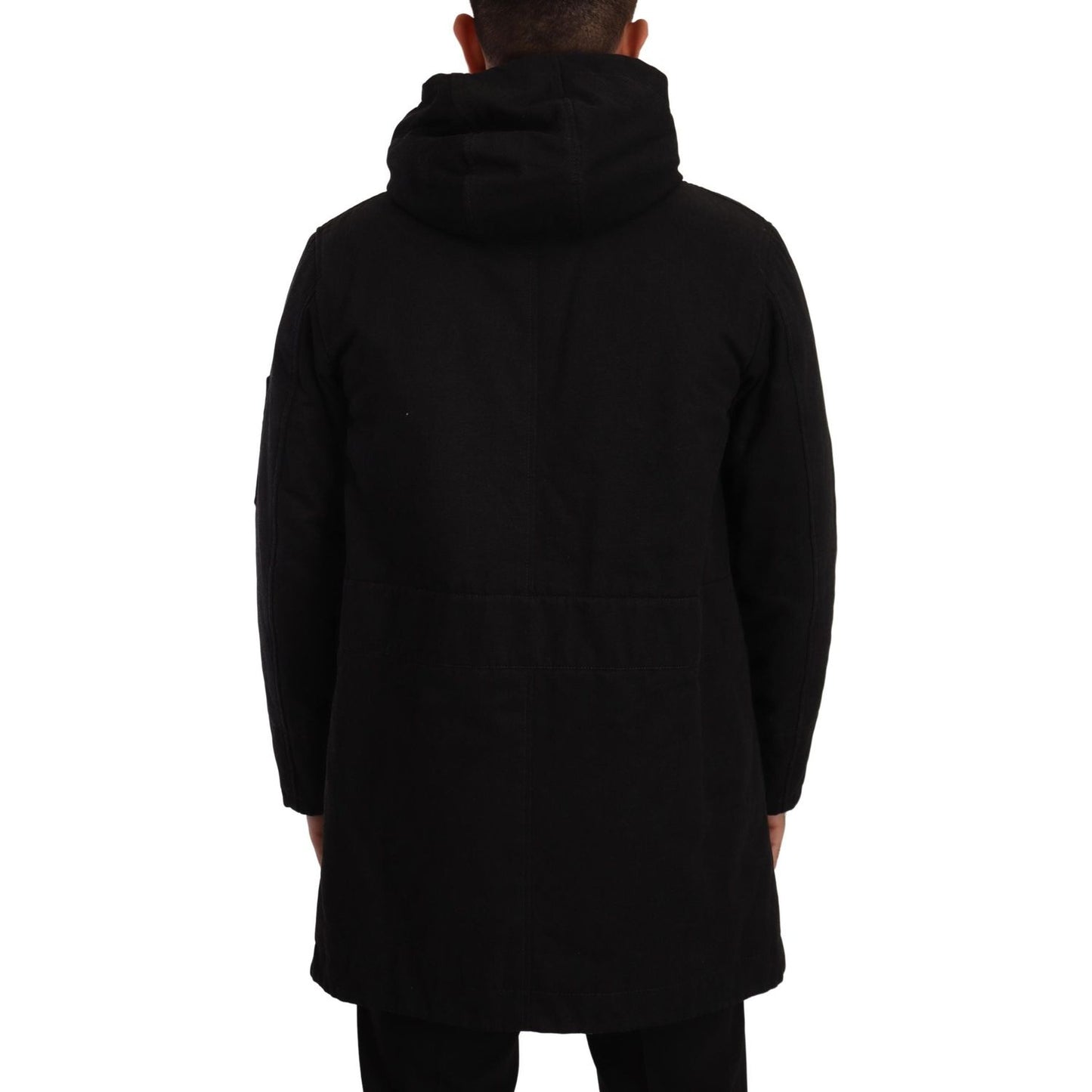 Elegant Black Parka Hooded Jacket