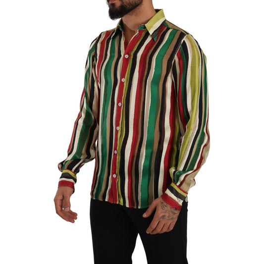 Elegant Multicolor Striped Silk Blend Shirt