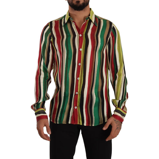 Elegant Multicolor Striped Silk Blend Shirt