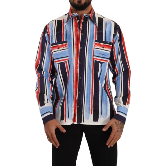 Elegant Striped Cotton Shirt with Pockets