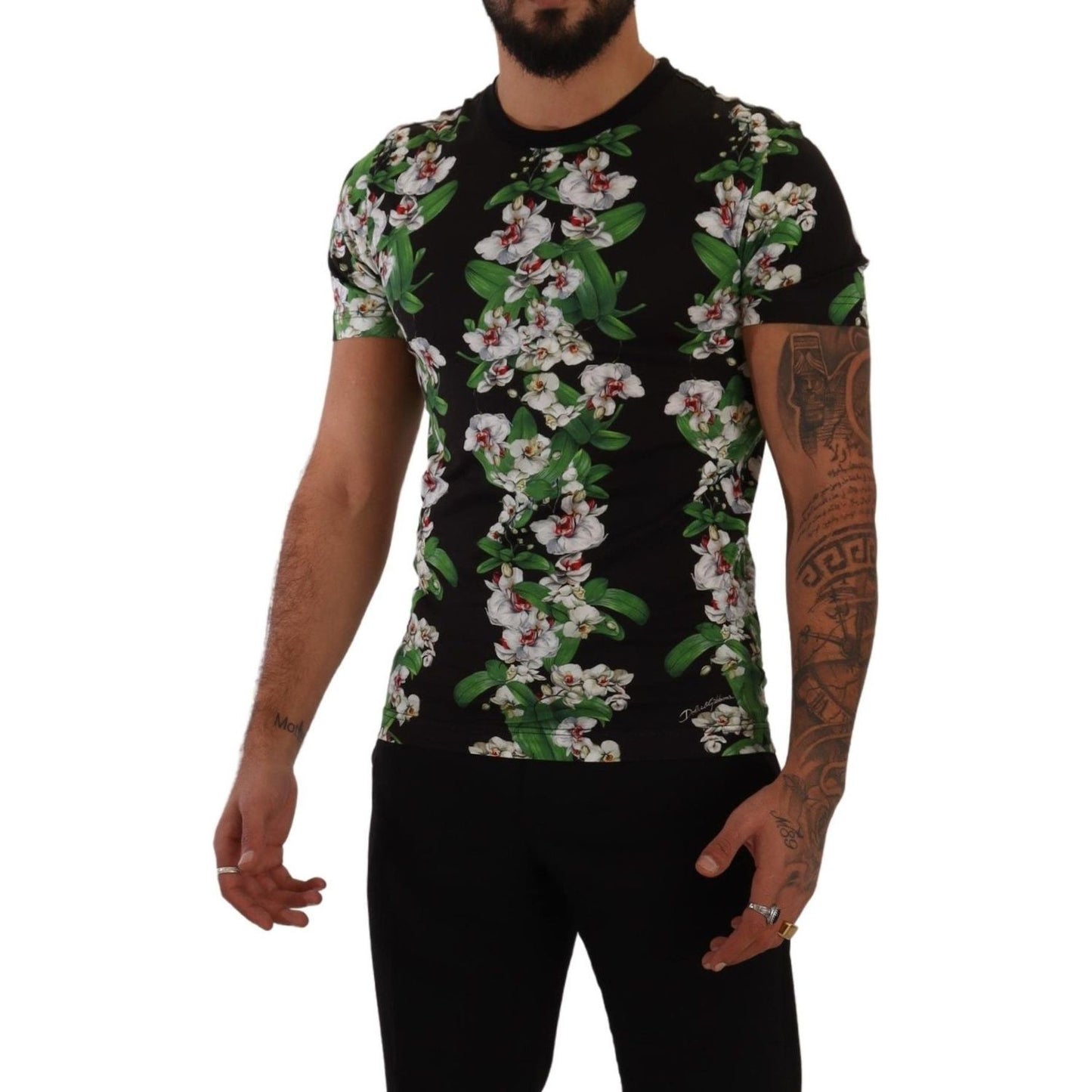 Elegant Floral Crewneck Tee for Men