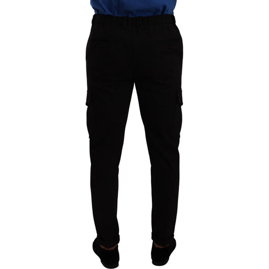 Elegant Black Slim Fit Cargo Pants