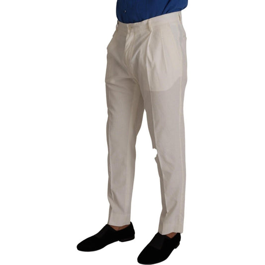 Elegant Tapered Corduroy Pants in Off White