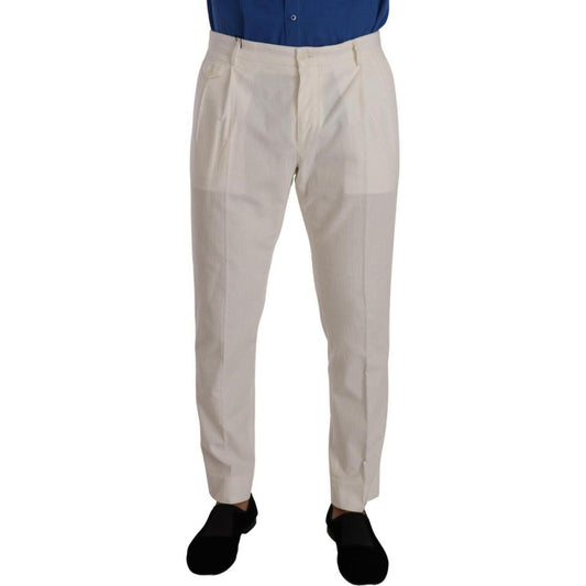 Elegant Tapered Corduroy Pants in Off White