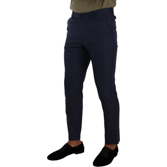 Elegant Dark Blue Slim-Fit Dress Pants