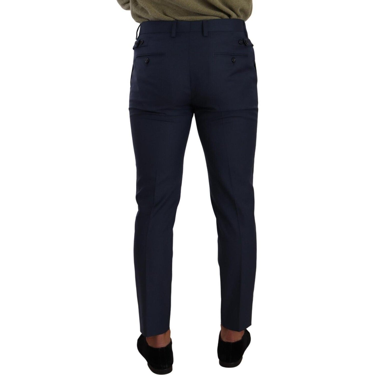 Elegant Dark Blue Slim-Fit Dress Pants