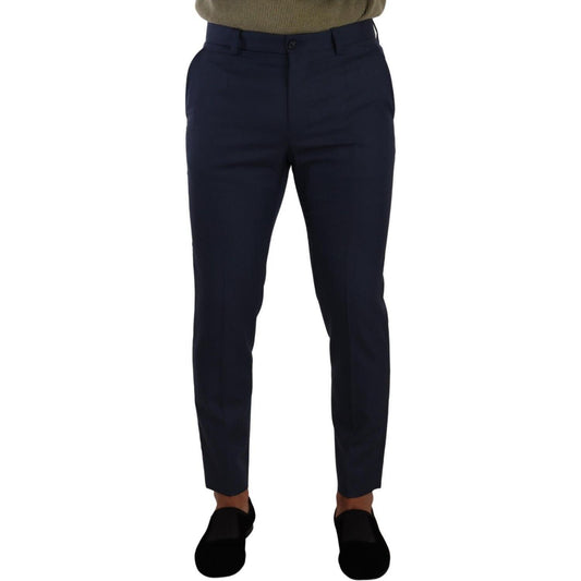 Elegant Dark Blue Slim-Fit Dress Pants