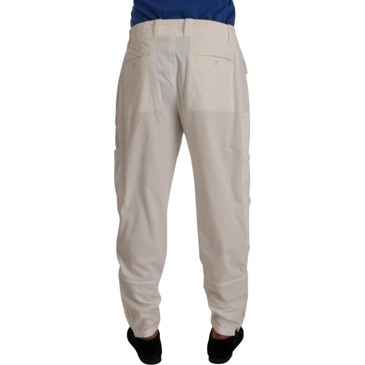 Elegant Off White Cargo Pants - Regular Fit