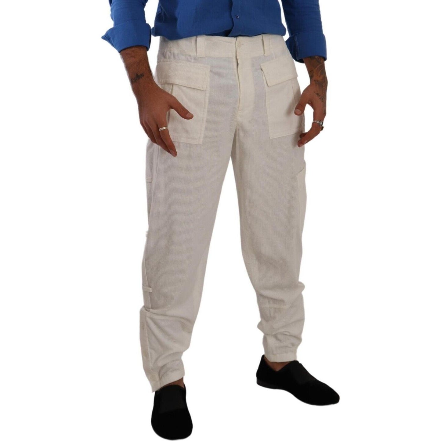 Elegant Off White Cargo Pants - Regular Fit