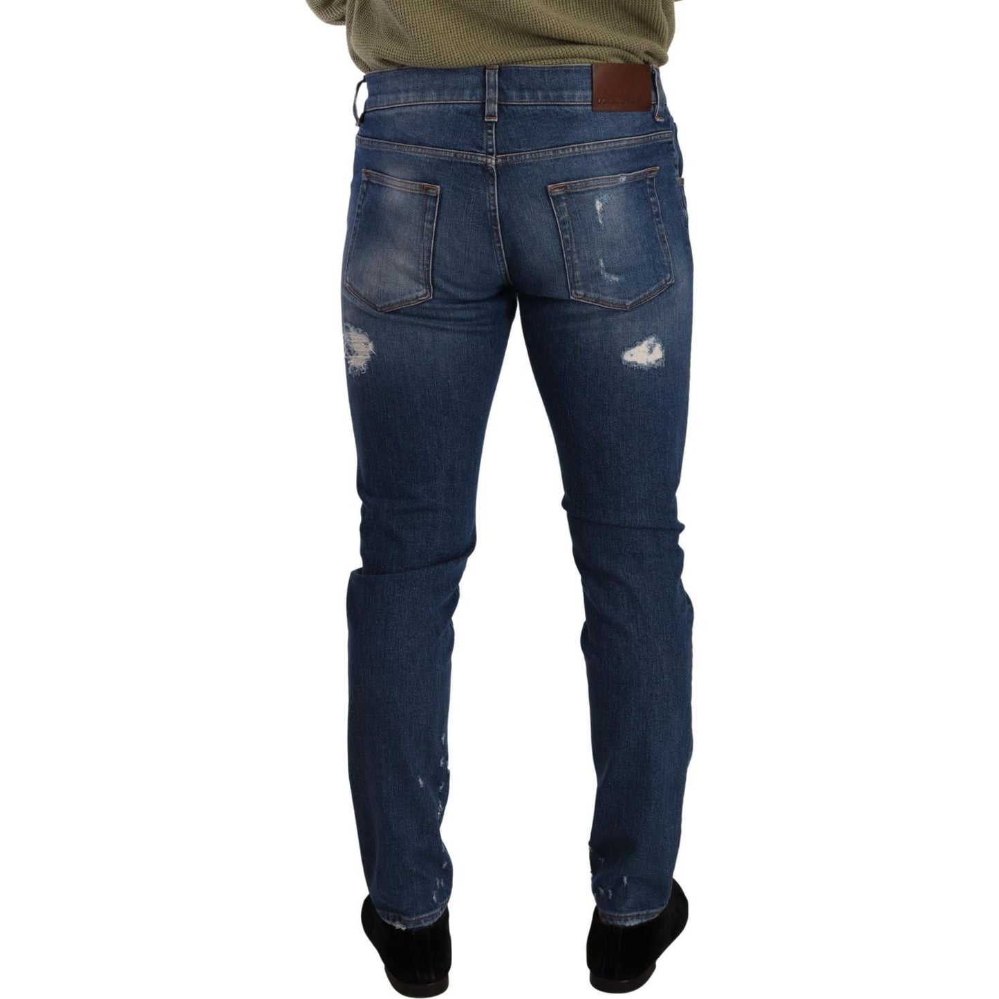 Elegant Distressed Slim Fit Denim Jeans