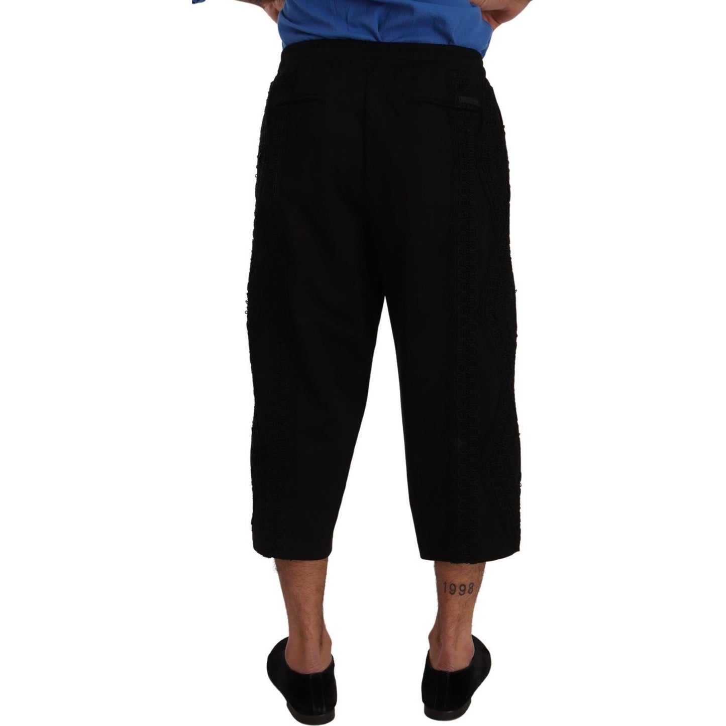 Elegant Black Cotton Blend Cropped Pants