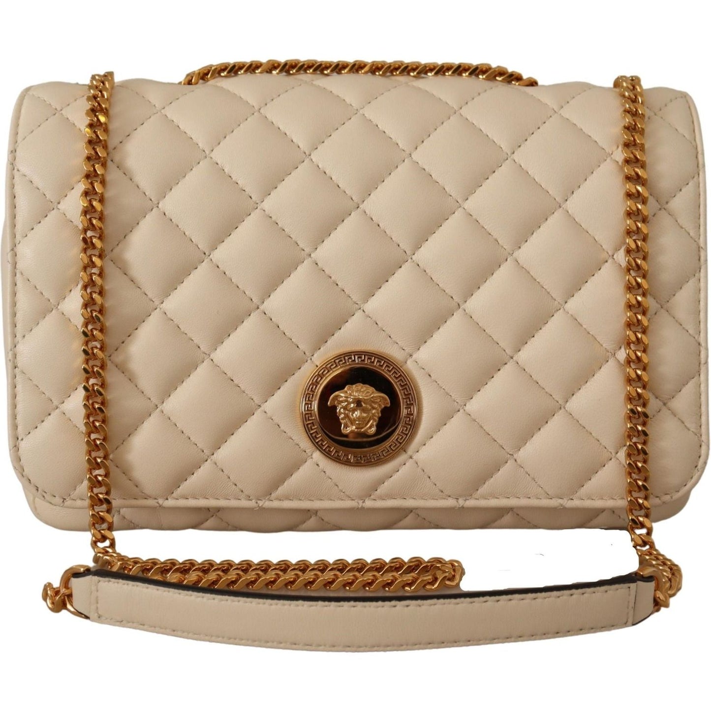 Elegant White Nappa Leather Shoulder Bag