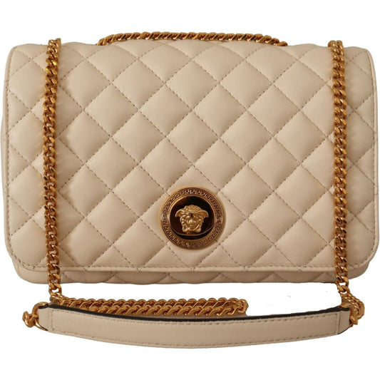 Versace Elegant White Nappa Leather Shoulder Bag Versace