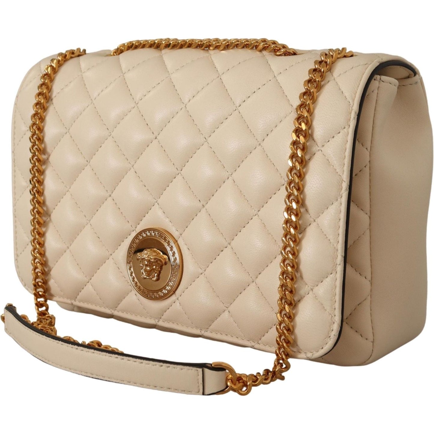 Elegant White Nappa Leather Shoulder Bag