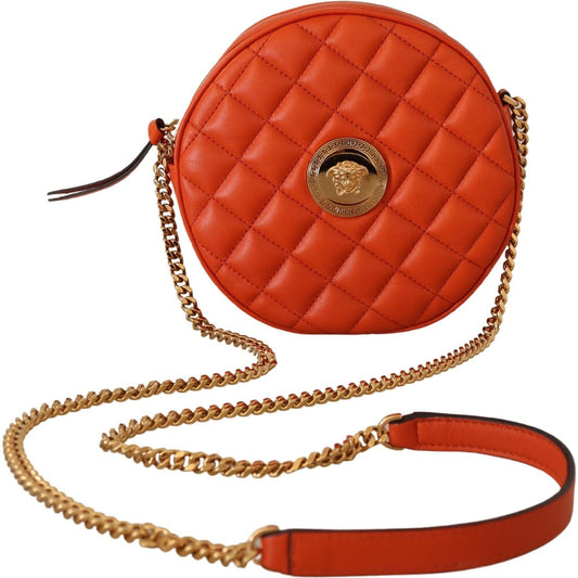 Elegant Round Nappa Leather Crossbody Bag