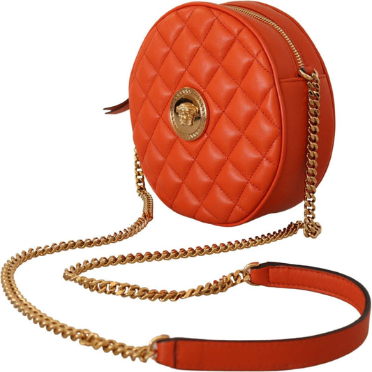 Elegant Round Nappa Leather Crossbody Bag