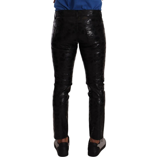 Elegant Black Logo Skinny Pants