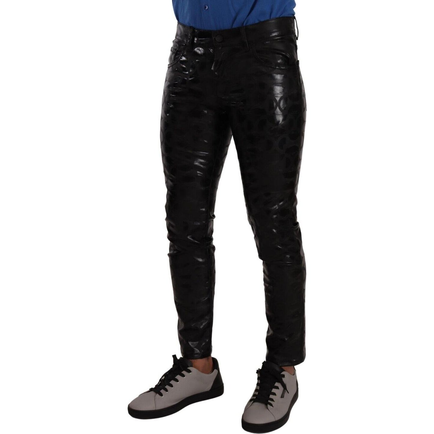 Elegant Black Logo Skinny Pants