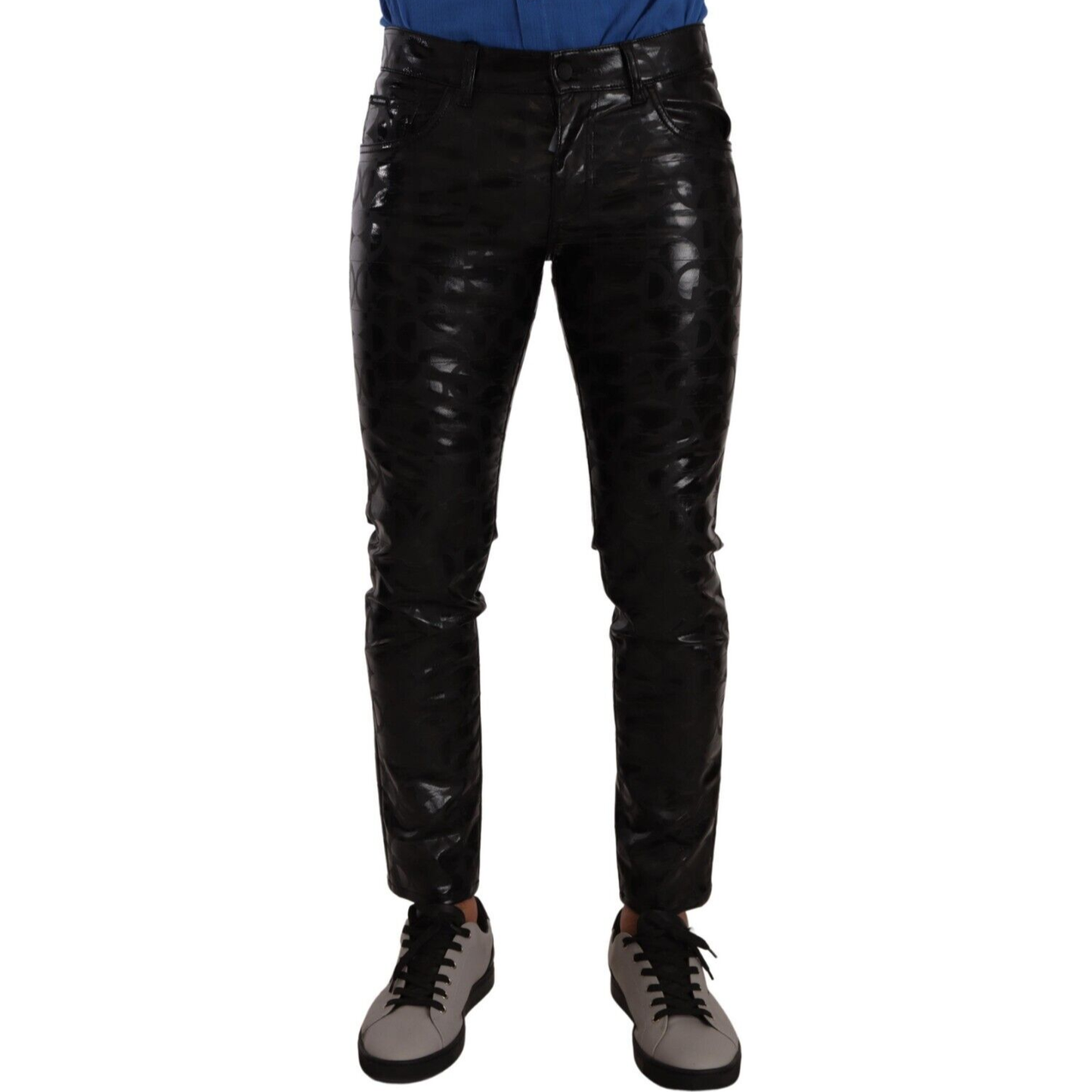 Elegant Black Logo Skinny Pants