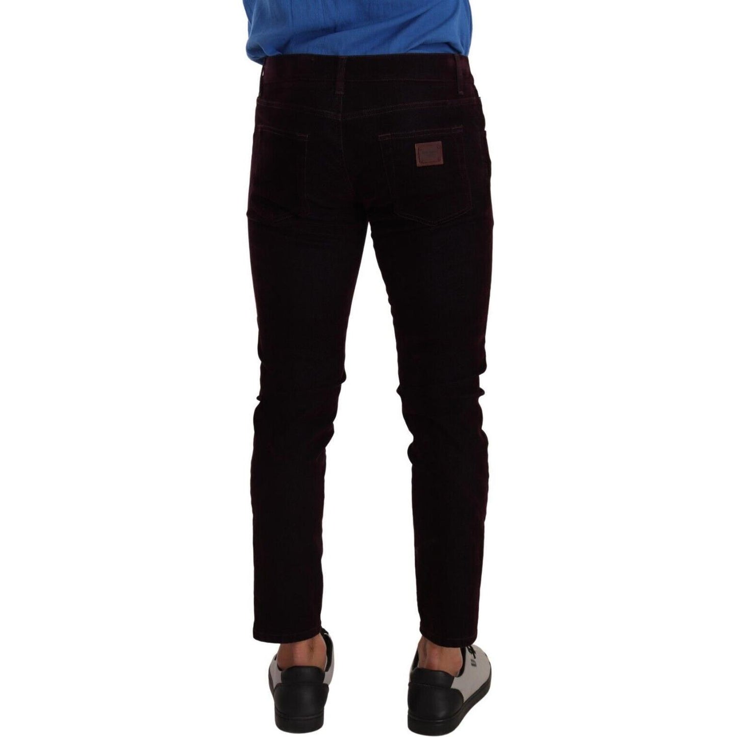 Elegant Burgundy Slim Fit Denim