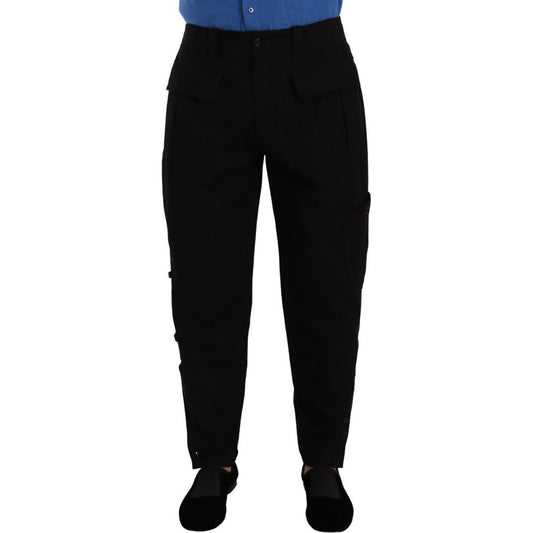 Chic Black Cargo Pants with Stretch Comfort