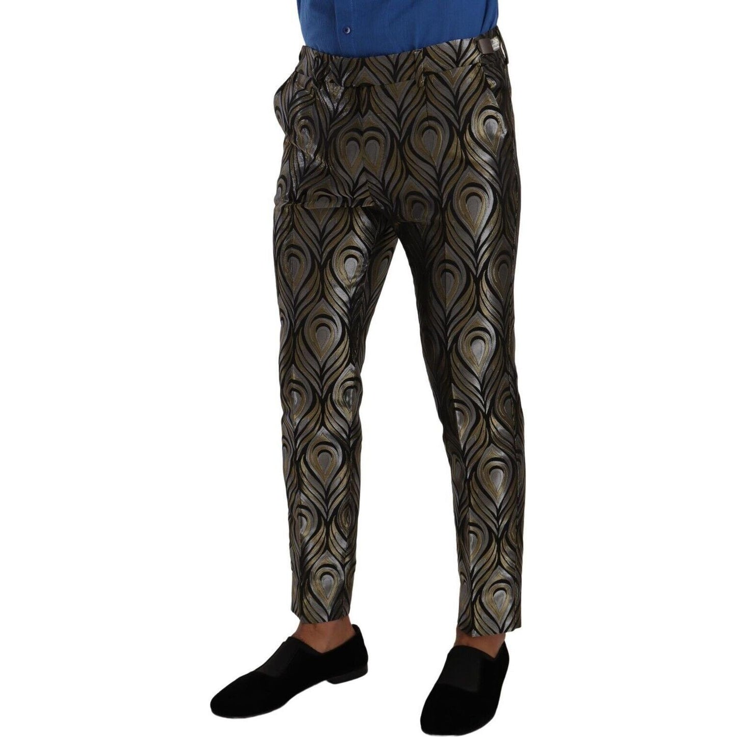 Elegant Slim Fit Metallic Dress Trousers