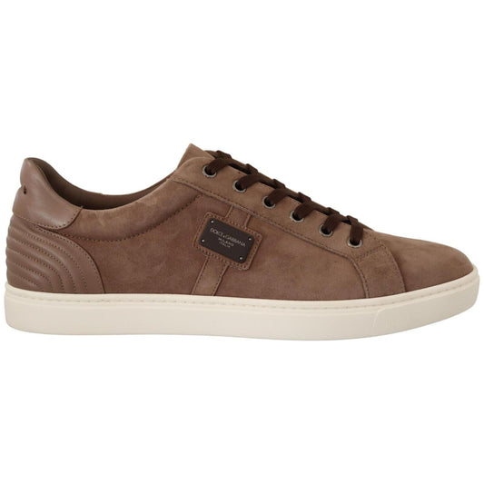 Elegant Brown Leather Sneakers for Men