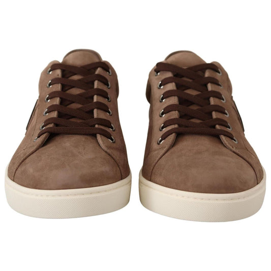 Elegant Brown Leather Sneakers for Men