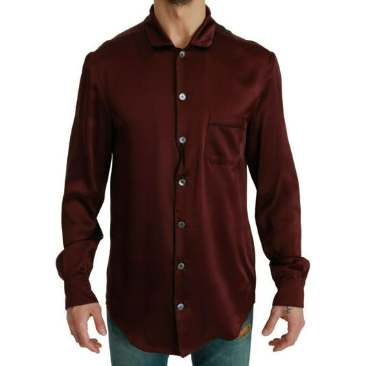 Bordeaux Silk Pajama-Inspired Shirt Dolce & Gabbana